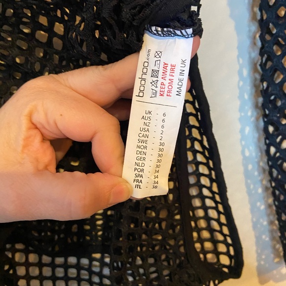 BOOHOO BLACK Net Bodysuit Top long Sleeve Sexy SZ 2 (XS) See-through Party - Picture 8 of 8